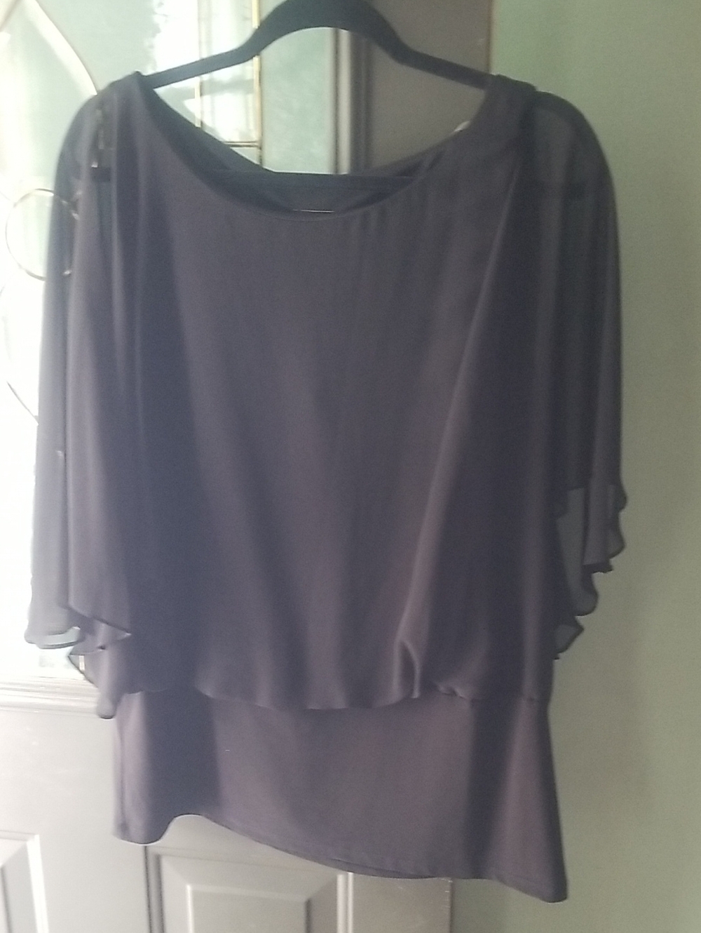 Coco Bianco Elegant Black Chiffon Overlay Top